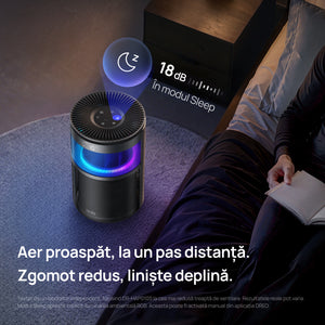 Purificator aer Dreo 530AS Smart, Wifi, 221 m³/h, Filtru 3 in 1 True HEPA, DREO HyperSilent™, 4 trepte de viteză, Mod Turbo, Mod Auto, Mod de noapte, Senzor calitate aer, Lumină ambientală, Până la 90 m², Negru