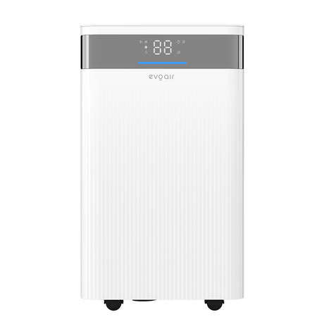 Dezumidificator Evoair ComfoDry12, 12l/24h, Silentios, Senzor de Umiditate, Uscare Rufe, Mod Noapte, Lumină Ambientală, Drenaj Continuu, Alb