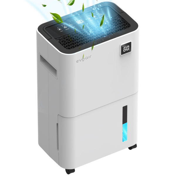 Dezumidificator Evoair, OptiDry 16, 16l/24h, Senzor de Umiditate, Funcție Memorie, Uscare Rufe, Rezervor 2l, Display digital, Alb