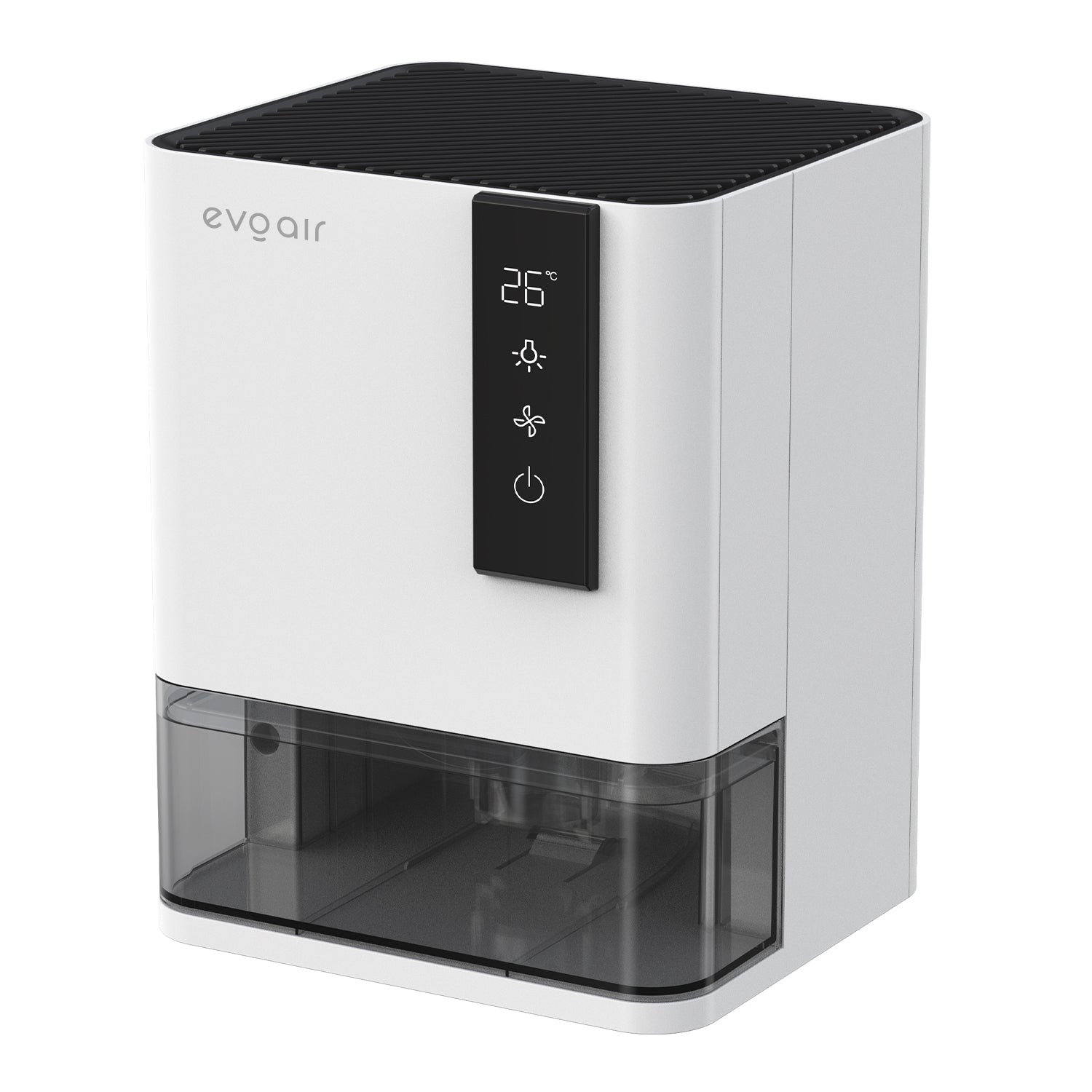 Resigilat! Dezumidificator Evoair HIDRY, 700ml/24h, Senzor de Umiditate/Temperatura, Lumina ambientala in 7 culori, Rezervor 1l, 2 viteze, Functie Auto Dezghetare, Alb