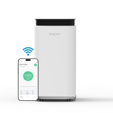Dezumidificator Evoair, FlexyDry 12 Smart, 12l/24h, Senzor de Umiditate, Functie Ionizare, Uscare Rufe, Rezervor 2.2l, Alb
