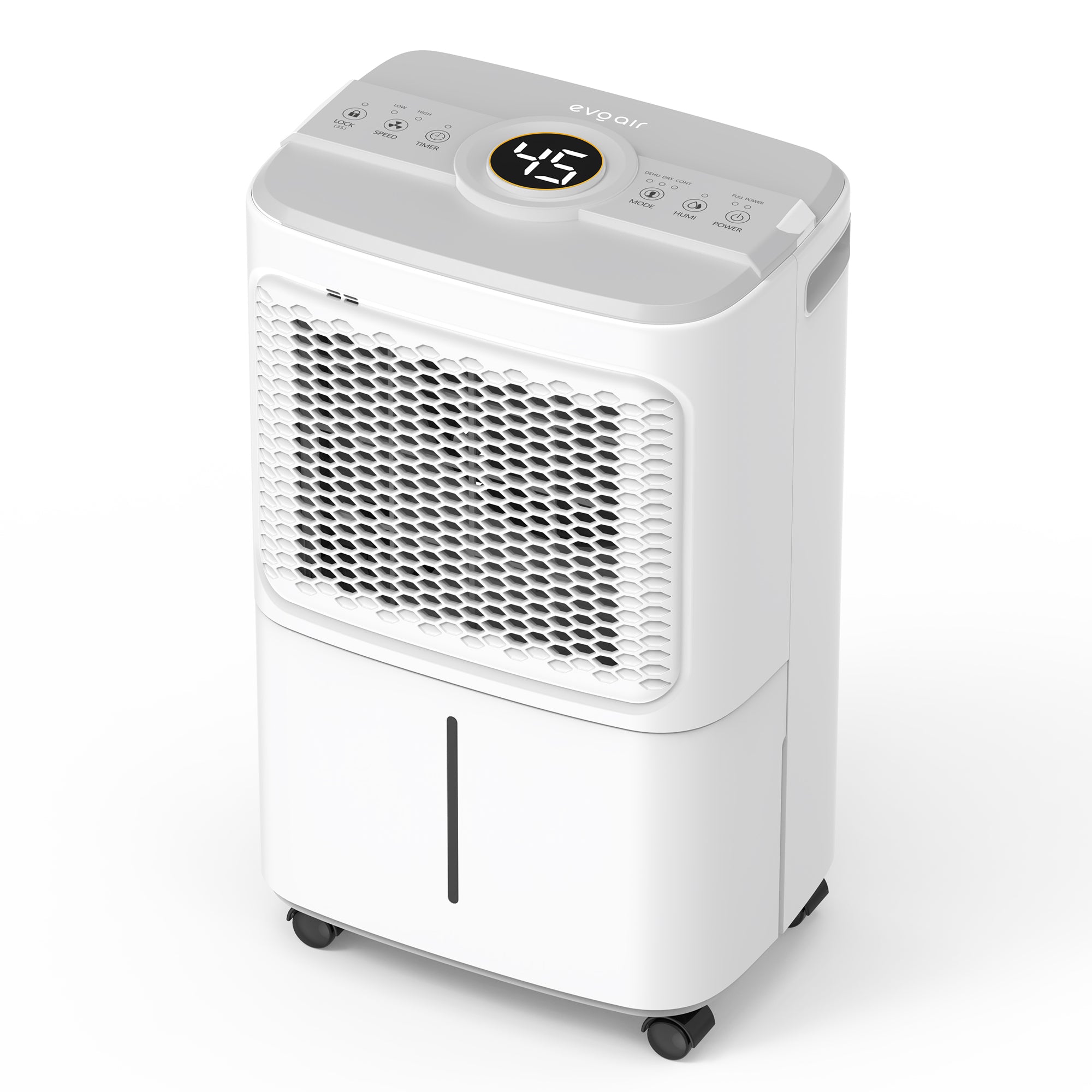 Dezumidificator Evoair Dryora 10, 10l/24h, Senzor de Umiditate, Dezumidifcare Continua, Uscare Rufe, Lumina Ambientala, Rezervor 1.6l, Alb