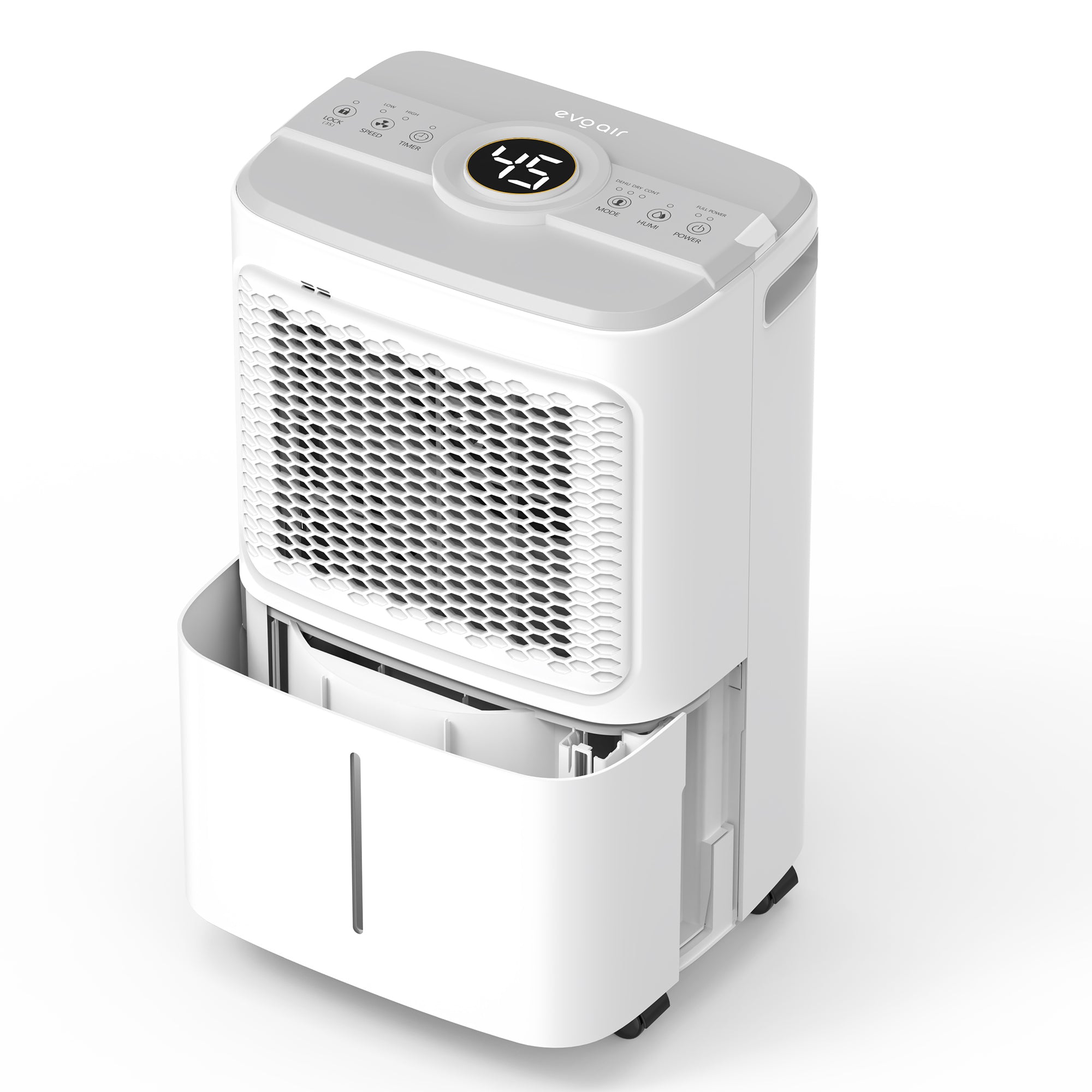 Dezumidificator Evoair Dryora 12, 12l/24h, Senzor de Umiditate, Dezumidifcare Continua, Uscare Rufe, Lumina Ambientala, Rezervor 1.6l, Alb