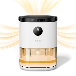 Dezumidificator aer Evoair HUMIX560, 560ml/24h, Silențios, Senzor de umiditate, 3 Moduri funcționare, Lumină Ambientală în 7 culori, Rezervor 2.3l, Alb