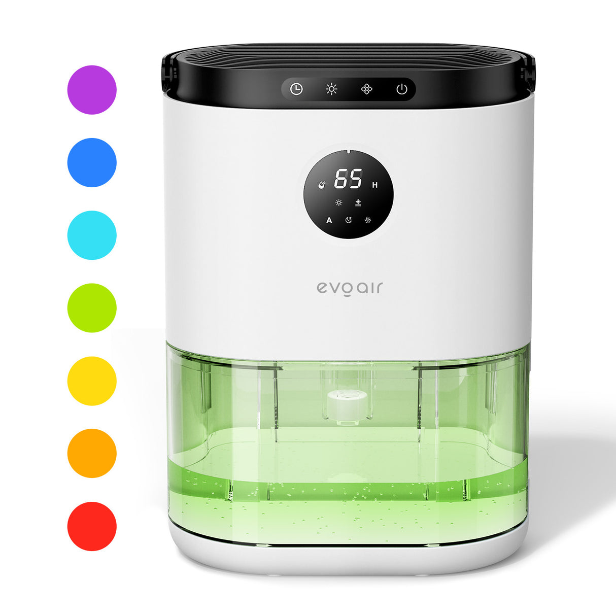 Dezumidificator aer Evoair HUMIX560, 560ml/24h, Silențios, Senzor de umiditate, 3 Moduri funcționare, Lumină Ambientală în 7 culori, Rezervor 2.3l, Alb