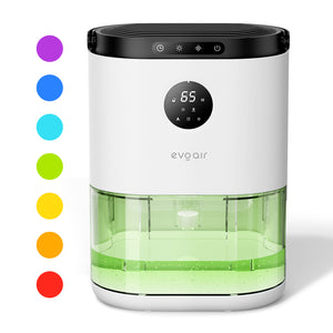 Dezumidificator aer Evoair HUMIX560, 560ml/24h, Silențios, Senzor de umiditate, 3 Moduri funcționare, Lumină Ambientală în 7 culori, Rezervor 2.3l, Alb