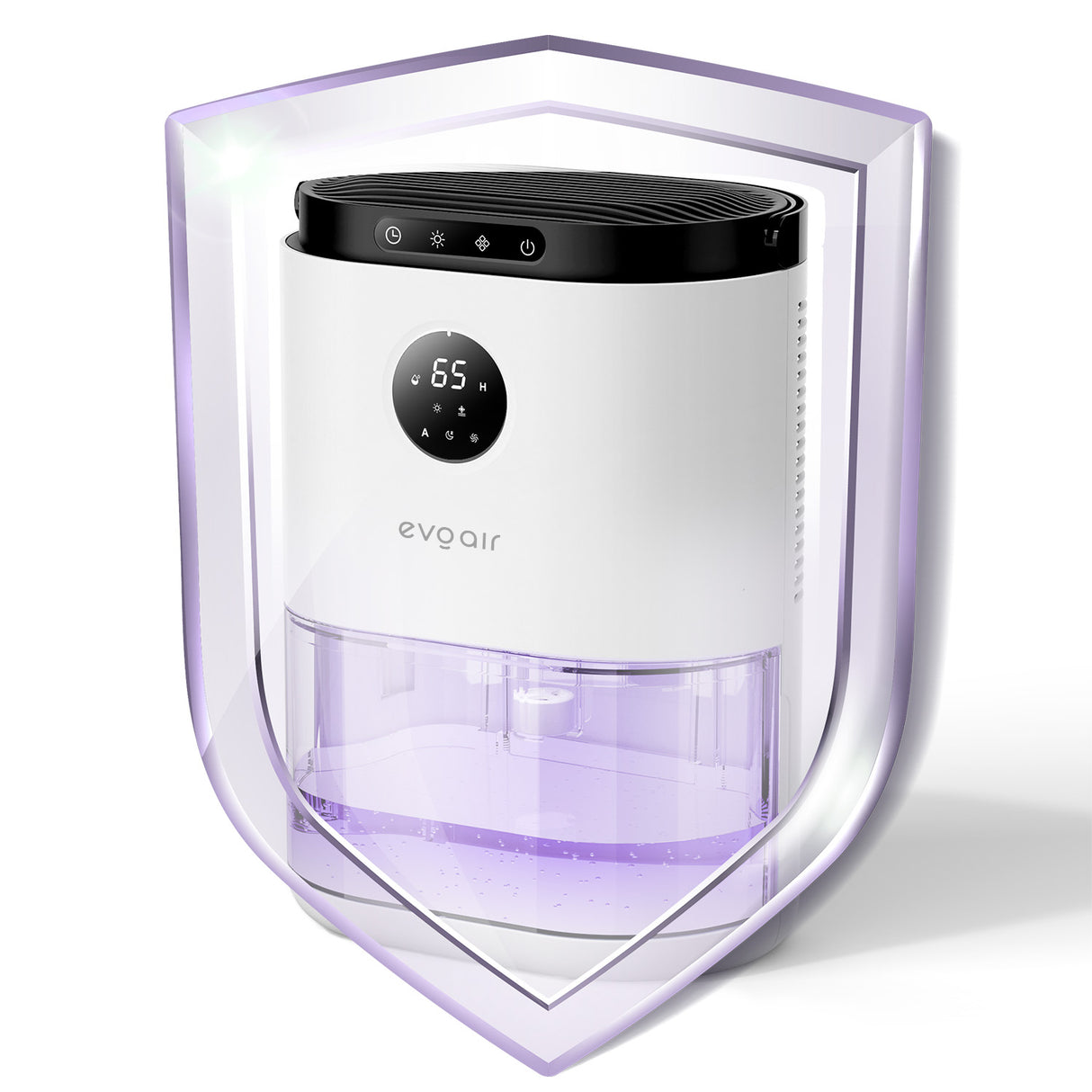 Dezumidificator aer Evoair HUMIX560, 560ml/24h, Silențios, Senzor de umiditate, 3 Moduri funcționare, Lumină Ambientală în 7 culori, Rezervor 2.3l, Alb