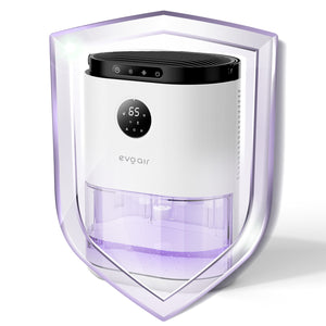 Dezumidificator aer Evoair HUMIX560, 560ml/24h, Silențios, Senzor de umiditate, 3 Moduri funcționare, Lumină Ambientală în 7 culori, Rezervor 2.3l, Alb
