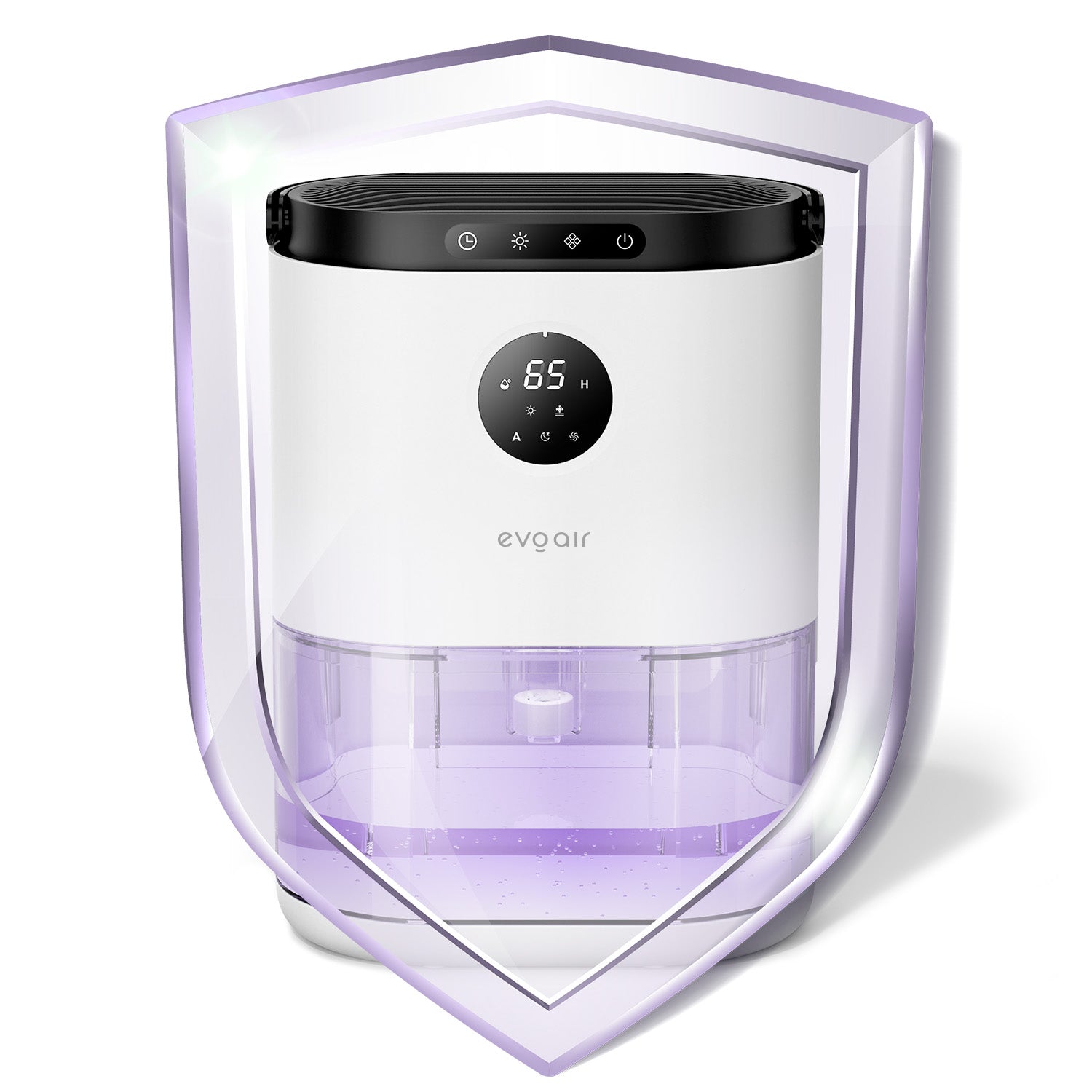 Dezumidificator aer Evoair HUMIX560, 560ml/24h, Silențios, Senzor de umiditate, 3 Moduri funcționare, Lumină Ambientală în 7 culori, Rezervor 2.3l, Alb