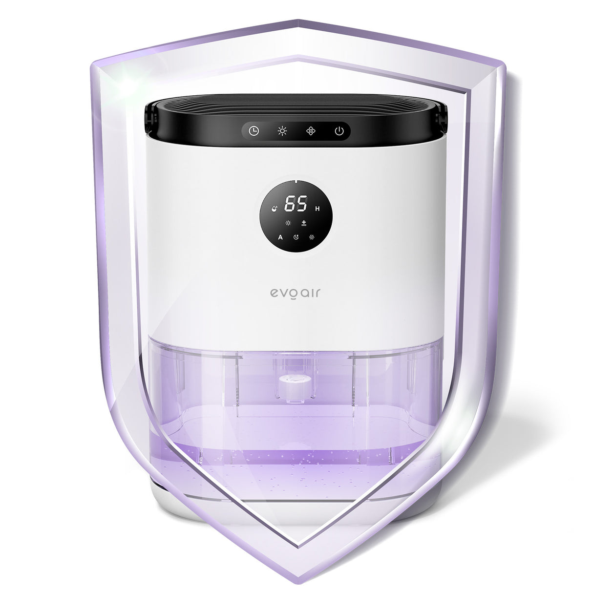 Dezumidificator aer Evoair HUMIX560, 560ml/24h, Silențios, Senzor de umiditate, 3 Moduri funcționare, Lumină Ambientală în 7 culori, Rezervor 2.3l, Alb