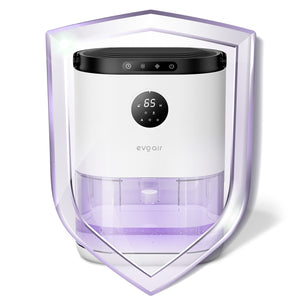 Dezumidificator aer Evoair HUMIX560, 560ml/24h, Silențios, Senzor de umiditate, 3 Moduri funcționare, Lumină Ambientală în 7 culori, Rezervor 2.3l, Alb