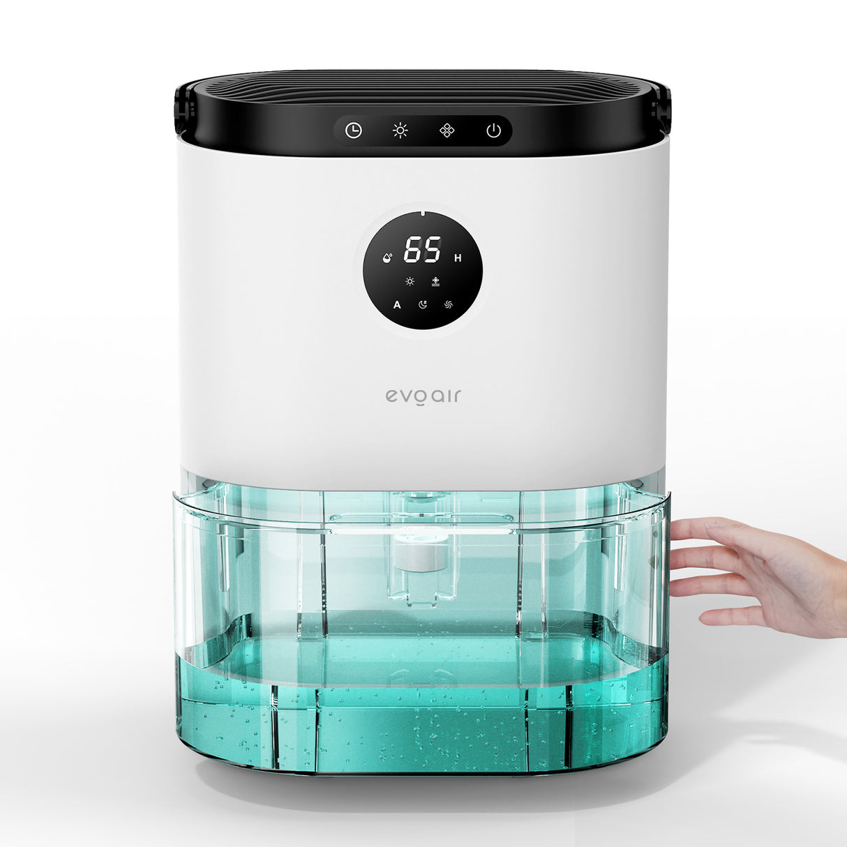Dezumidificator aer Evoair HUMIX560, 560ml/24h, Silențios, Senzor de umiditate, 3 Moduri funcționare, Lumină Ambientală în 7 culori, Rezervor 2.3l, Alb