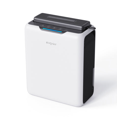 Dezumidificator aer Evoair HUMIXDUO, 500ml/24h, 3 Moduri funcționare, Silențios, Lumină Ambientală, Rezerva cu Silicagel, Timer 48h, Rezervor 2.5l, Alb