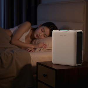 Dezumidificator aer Evoair HUMIXDUO, 500ml/24h, 3 Moduri funcționare, Silențios, Lumină Ambientală, Rezerva cu Silicagel, Timer 48h, Rezervor 2.5l, Alb