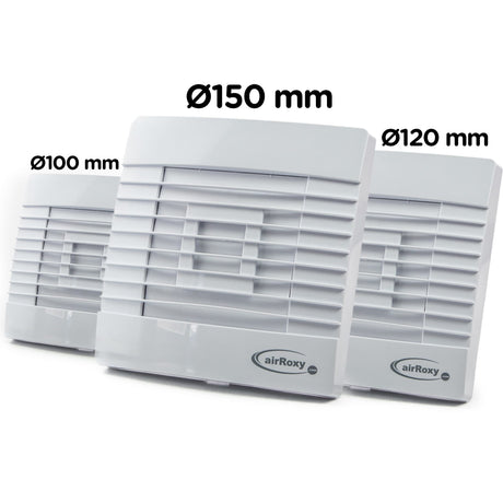 Ventilator baie pRestige TS cu lamele gravitationale Ø 120, Debit 126 m3/h, Timer, Garantie 2 ani, Alb+ CADOU clapeta antiretur