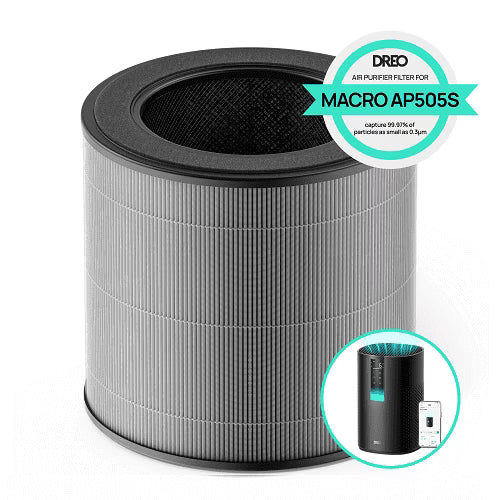 Filtru purificator de aer Dreo DR-HPA025 pentru purificator 505S Smart HAP005S, sistem de filtrare în 5 etape, cu prefiltru fin și carbon activ, Alb