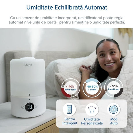 Resigilat! Umidificator de Aer LEVOIT Dual 200S, SMART, WI-FI Ultrasonic, Rezervor 3l, Silentios, Aromaterapie, Functie AUTO, Autonomie 25 Ore