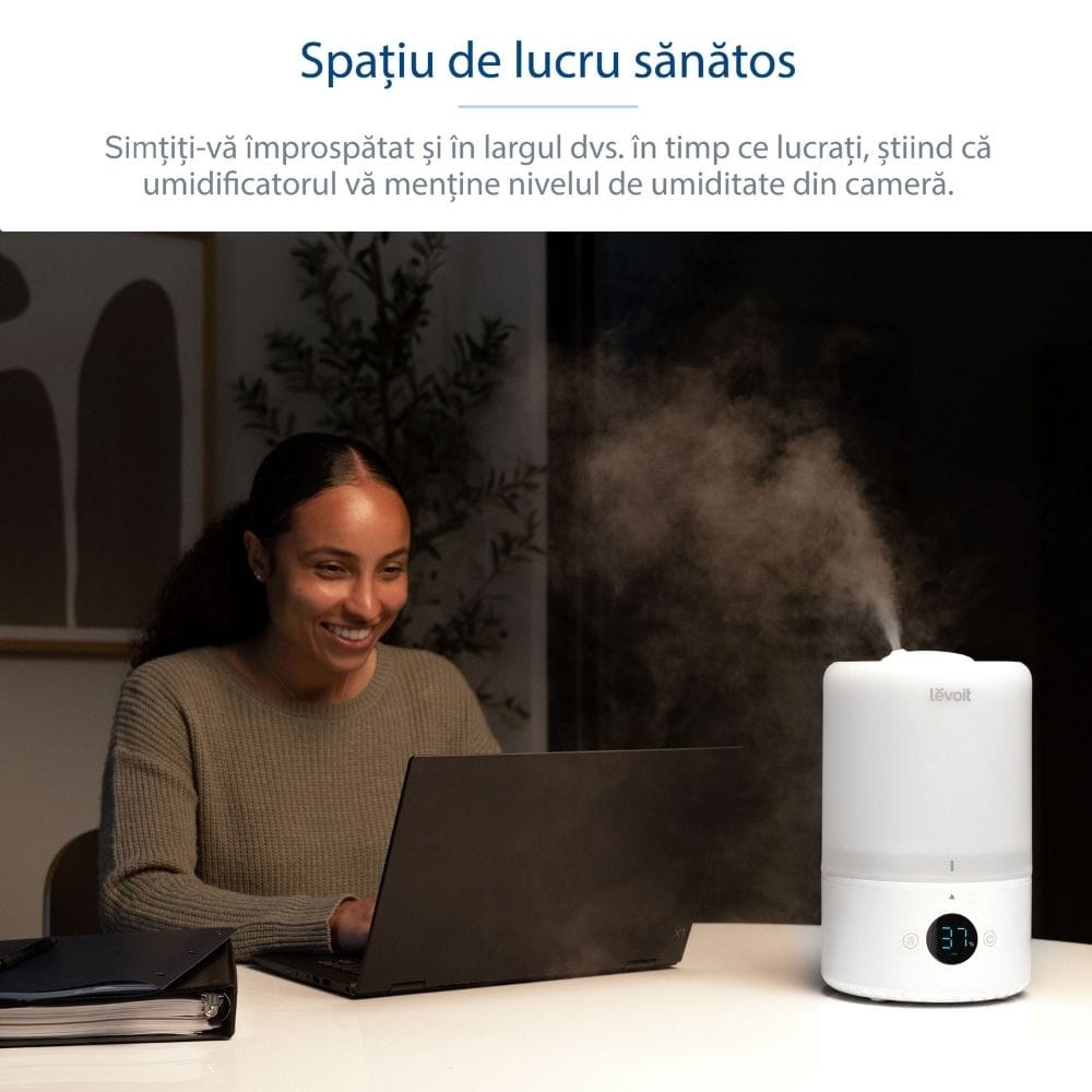 Umidificator de Aer LEVOIT Dual 200S, SMART, WI-FI Ultrasonic, Rezervor 3l, Silentios, Aromaterapie, Functie AUTO, Autonomie 25 Ore