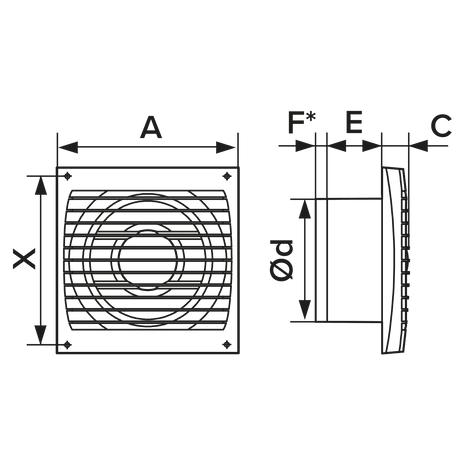 Ventilator baie ERA 4S ET, Timer, Plasa antiinsecte, Garantie 2 ani, Debit 97mc/h, Diametru Ø100mm