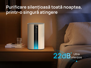 Resigilat! Purificator aer Dreo 337S Smart, Wifi, 243 m³/h, Filtru 3 in 1 H 13 True HEPA, Senzor calitate aer, 4 trepte de viteză, Mod Turbo, Mod Auto, Mod de noapte, Lumină ambientală, Până la 99 m³, Alb
