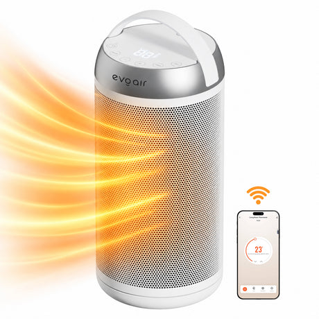 Aerotermă ceramică evoair Warmix 2000 Smart White, Wi-Fi, Control Aplicație SmartLife, Încălzire Ceramică PTC, Mod ECO, Termostat Reglabil, Oscilație Automată, Timer 8h, Child Lock, Memorie Setări, Ecran Tactil, Alb