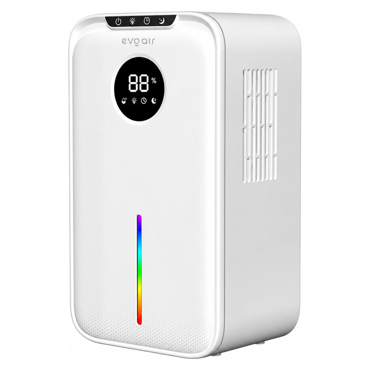 Dezumidificator Evoair, Aquaquid, 1L/24h, Display Digital, Lumină Ambientală RGB, Silențios, Rezervor 2.5l, Alb