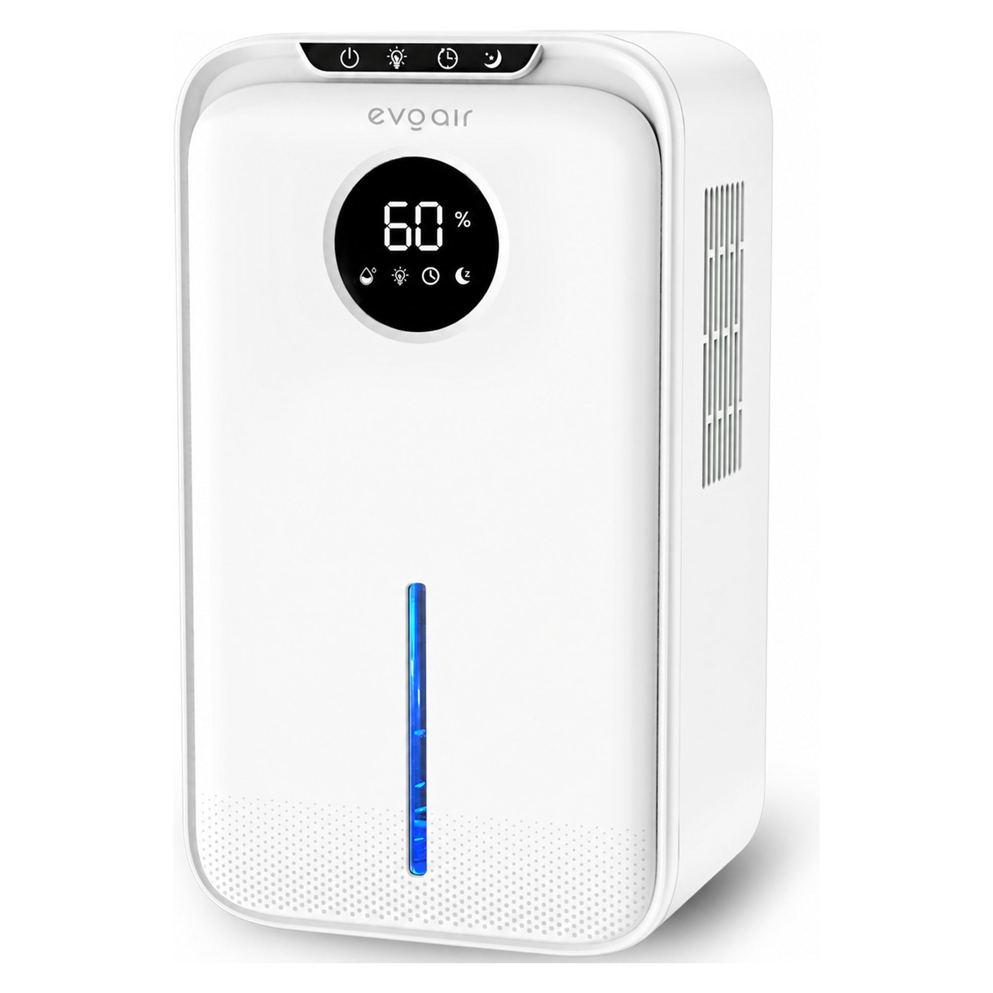 Dezumidificator Evoair, Aquaquid, 1L/24h, Display Digital, Lumină Ambientală RGB, Silențios, Rezervor 2.5l, Alb
