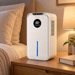 Dezumidificator Evoair, Aquaquid, 1L/24h, Display Digital, Lumină Ambientală RGB, Silențios, Rezervor 2.5l, Alb