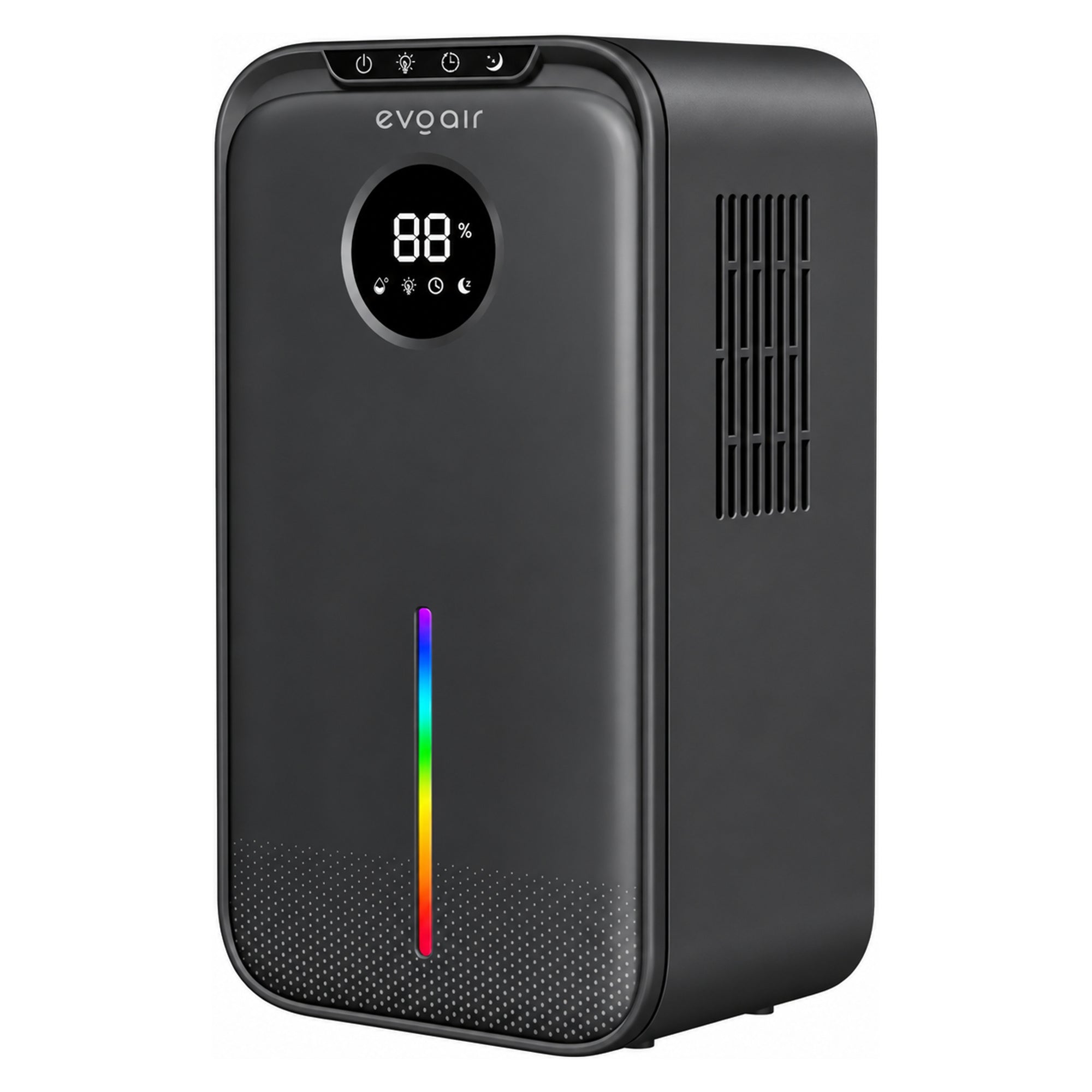 Dezumidificator Evoair, Aquaquid, 1L/24h, Display Digital, Lumină Ambientală RGB, Silențios, Rezervor 2.5l, Negru
