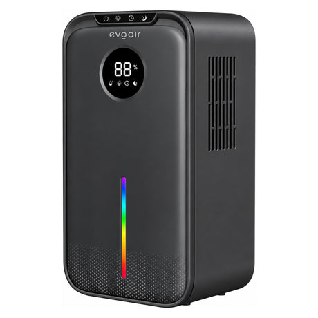Resigilat! Dezumidificator Evoair, Aquaquid, 1L/24h, Display Digital, Lumină Ambientală RGB, Silențios, Rezervor 2.5l, Negru