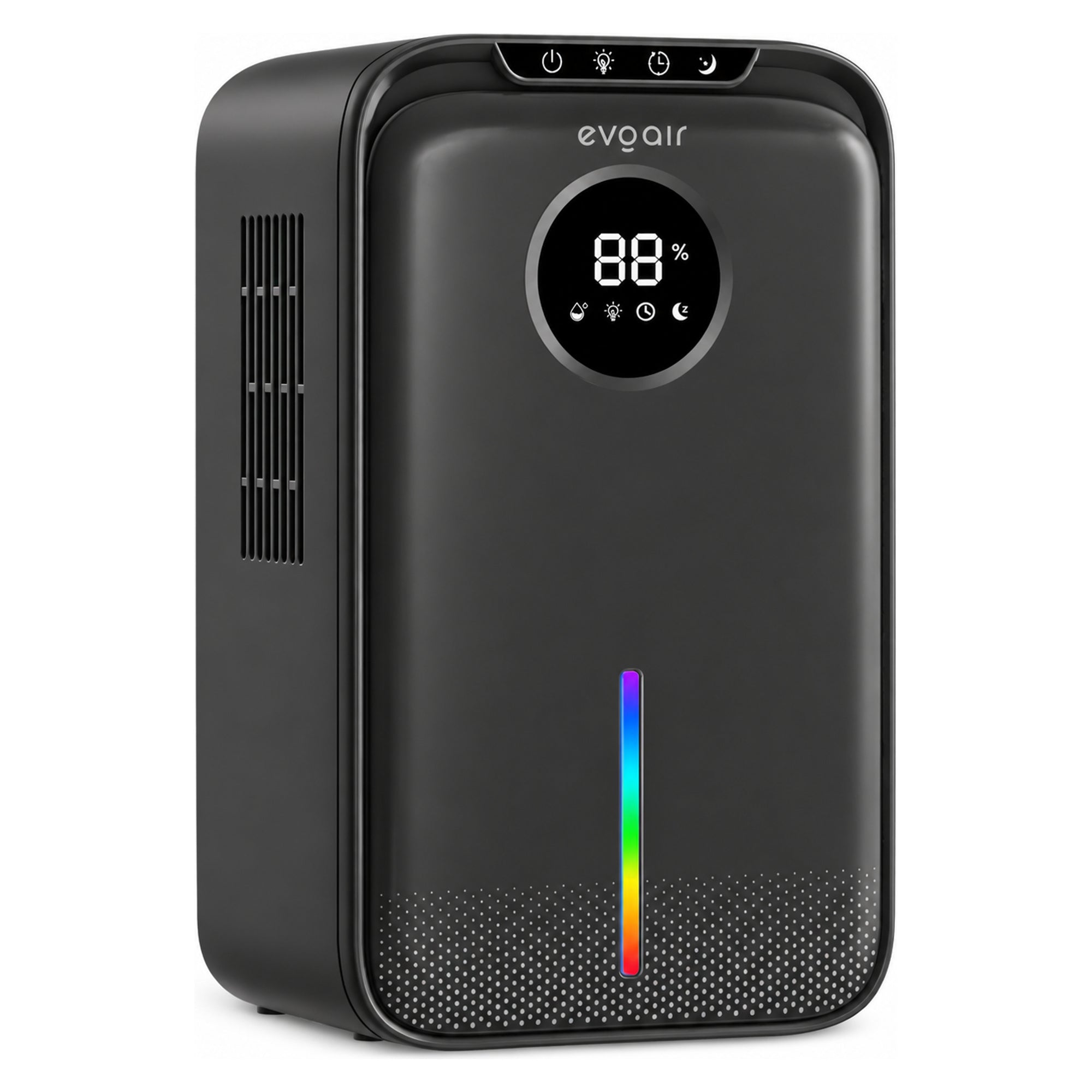 Dezumidificator Evoair, Aquaquid, 1L/24h, Display Digital, Lumină Ambientală RGB, Silențios, Rezervor 2.5l, Negru