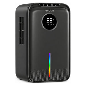 Dezumidificator Evoair, Aquaquid, 1L/24h, Display Digital, Lumină Ambientală RGB, Silențios, Rezervor 2.5l, Negru