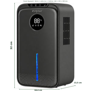 Dezumidificator Evoair, Aquaquid, 1L/24h, Display Digital, Lumină Ambientală RGB, Silențios, Rezervor 2.5l, Negru