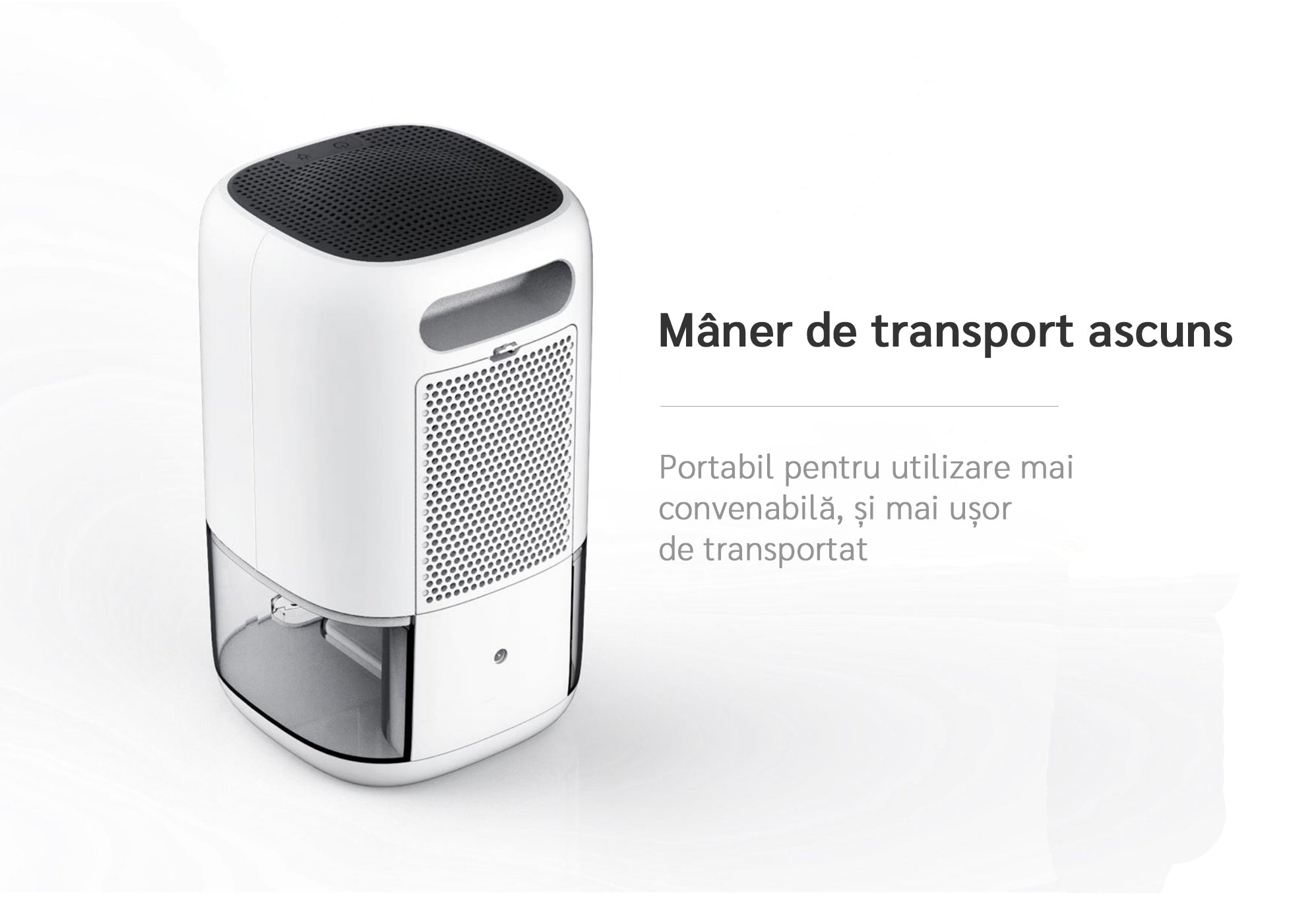 Dezumidificator aer Evoair HUMIX300, 300ml/24h, Silentios, Lumina Ambientală în 7 culori, Rezervor 1l, Alb