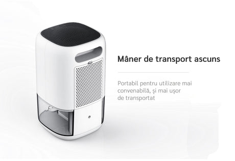 Dezumidificator aer Evoair HUMIX300, 300ml/24h, Silentios, Lumina Ambientală în 7 culori, Rezervor 1l, Alb