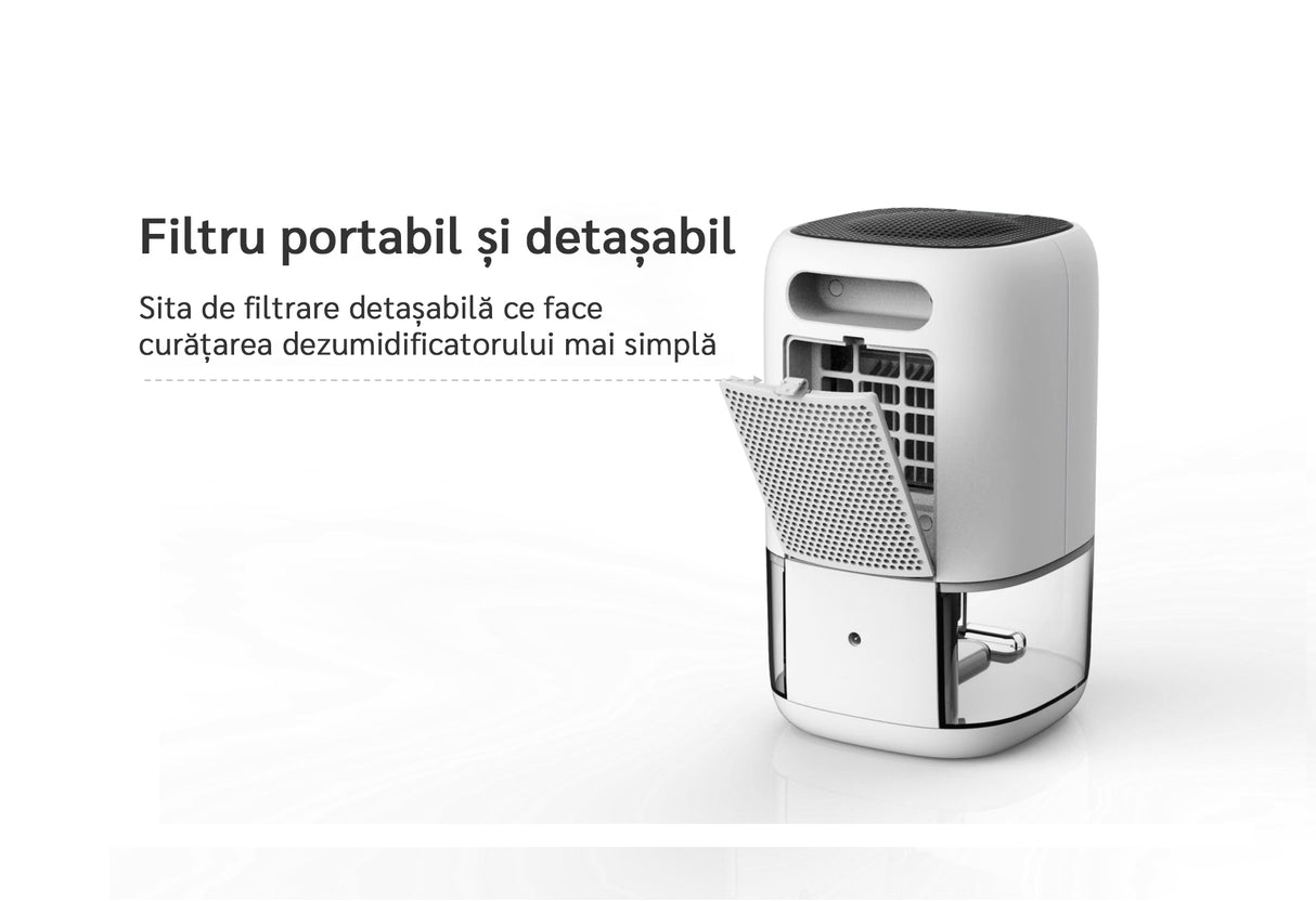 Dezumidificator aer Evoair HUMIX300, 300ml/24h, Silentios, Lumina Ambientală în 7 culori, Rezervor 1l, Alb