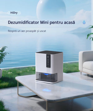 Resigilat! Dezumidificator Evoair HIDRY, 700ml/24h, Senzor de Umiditate/Temperatura, Lumina ambientala in 7 culori, Rezervor 1l, 2 viteze, Functie Auto Dezghetare, Alb