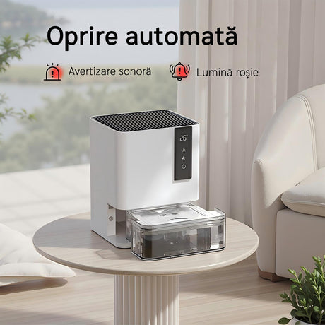 Resigilat! Dezumidificator Evoair HIDRY, 700ml/24h, Senzor de Umiditate/Temperatura, Lumina ambientala in 7 culori, Rezervor 1l, 2 viteze, Functie Auto Dezghetare, Alb