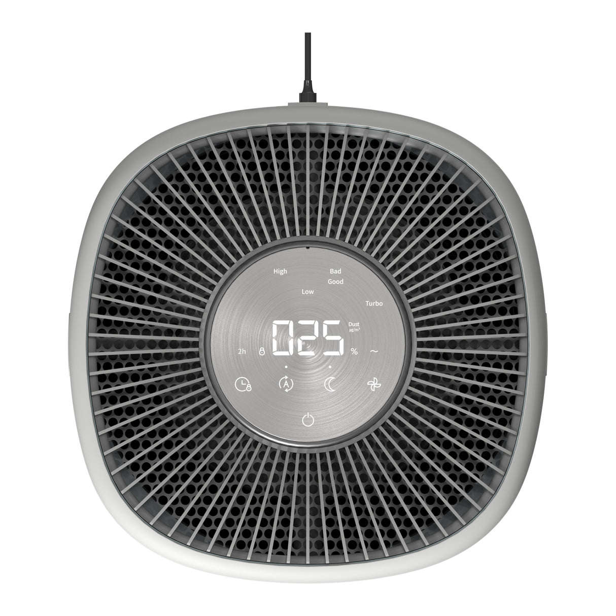 Purificator aer Evoair Aero400, Smart, Wifi, 400 m³/h, Filtru 3in1 True HEPA, Carbon Activ, Pre-filtru, Mod Auto, Mod de noapte, 3 trepte de vitezaTimer, Pana la 85 m2, Alb&Gri