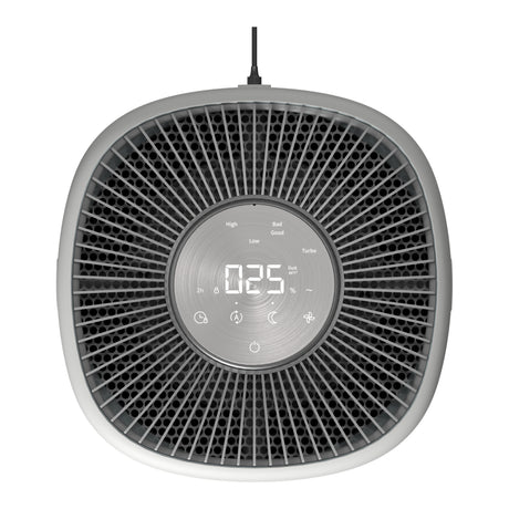 Purificator aer Evoair Aero400, Smart, Wifi, 400 m³/h, Filtru 3in1 True HEPA, Carbon Activ, Pre-filtru, Mod Auto, Mod de noapte, 3 trepte de vitezaTimer, Pana la 85 m2, Alb&Gri