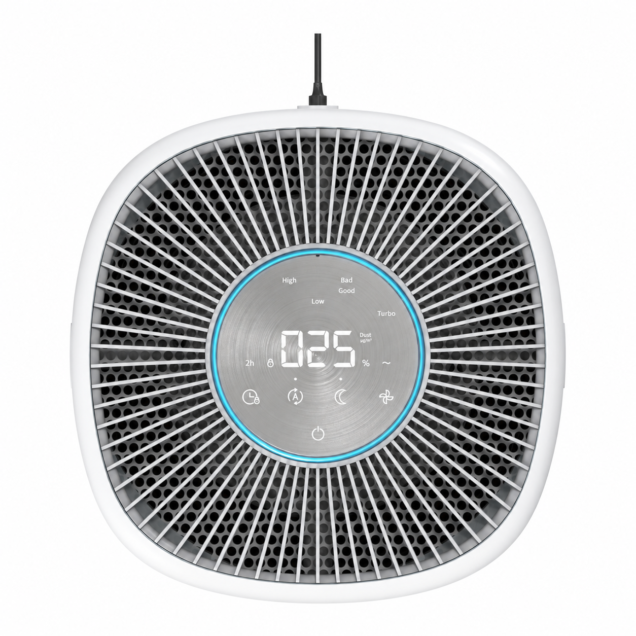 Purificator aer Evoair Aero400, Smart, Wifi, 400 m³/h, Filtru 3in1 True HEPA, Carbon Activ, Pre-filtru, Mod Auto, Mod de noapte, 3 trepte de viteza, Timer, Până la 85 m2, Alb&Gri