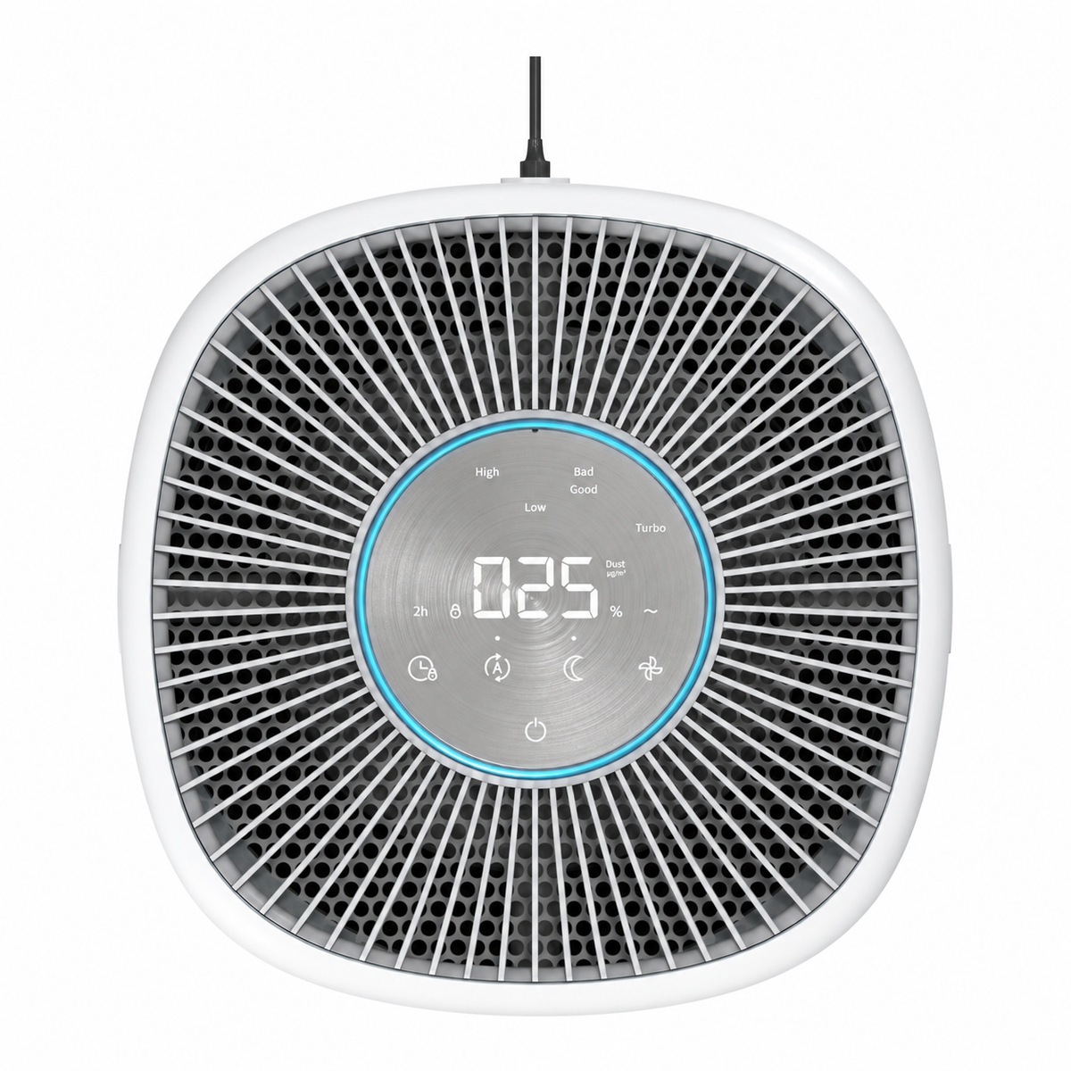 Purificator aer Evoair Aero400, Smart, Wifi, 400 m³/h, Filtru 3in1 True HEPA, Carbon Activ, Pre-filtru, Mod Auto, Mod de noapte, 3 trepte de viteza, Timer, Până la 85 m2, Alb&Gri