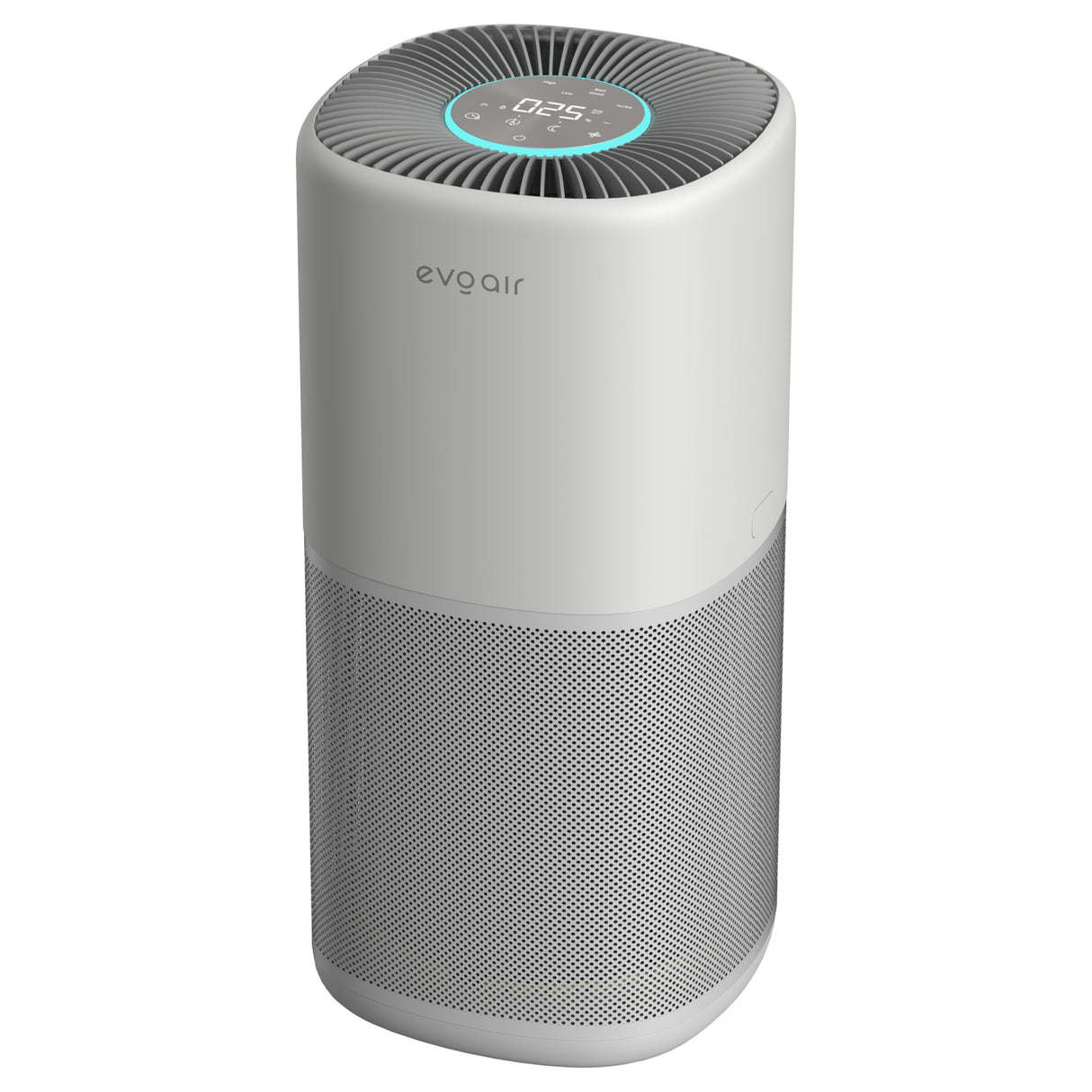 Purificator aer Evoair Aero400, Smart, Wifi, 400 m³/h, Filtru 3in1 True HEPA, Carbon Activ, Pre-filtru, Mod Auto, Mod de noapte, 3 trepte de vitezaTimer, Pana la 85 m2, Alb&Gri