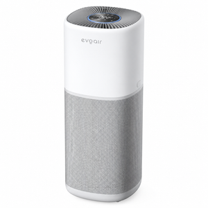 Purificator aer Evoair Aero600, Smart, Wifi, 600 m³/h, Filtru 3in1 True HEPA, Carbon Activ, Pre-filtru, Mod Auto, Mod de noapte, 3 trepte de viteza, Timer, Până la 150 m2, Alb&Gri
