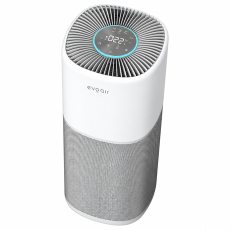 Purificator aer Evoair Aero600, Smart, Wifi, 600 m³/h, Filtru 3in1 True HEPA, Carbon Activ, Pre-filtru, Mod Auto, Mod de noapte, 3 trepte de viteza, Timer, Până la 150 m2, Alb&Gri