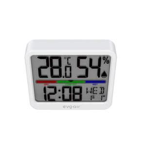 Higrometru si termometru digital, Evoair SENTIMINI, indicator umiditate și temperatură, data si ora, Alb