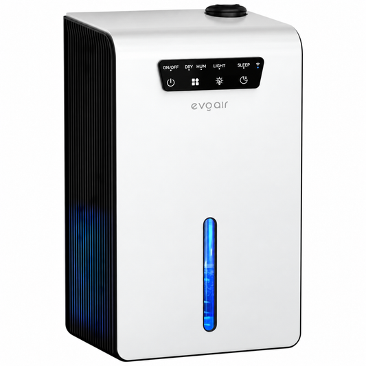 Sistem 2 in 1 Evoair, Zenith Air Smart, 1L/zi Dezumidificare, Wi-Fi, Control Aplicație, Umidificare 250ml/h, Rezervor 3.2l, Alb