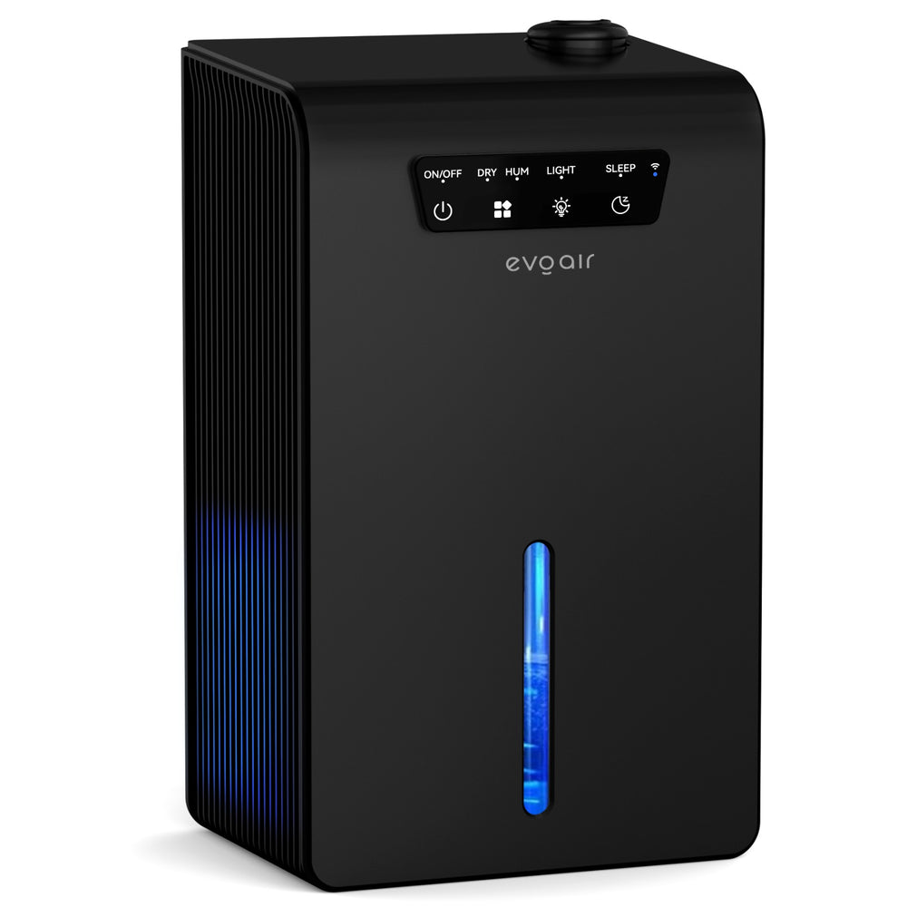 Sistem 2 in 1 Evoair, Zenith Air Smart, 1L/zi Dezumidificare, Wi-Fi, Control Aplicație, Umidificare 250ml/h, Rezervor 3.2l, Negru