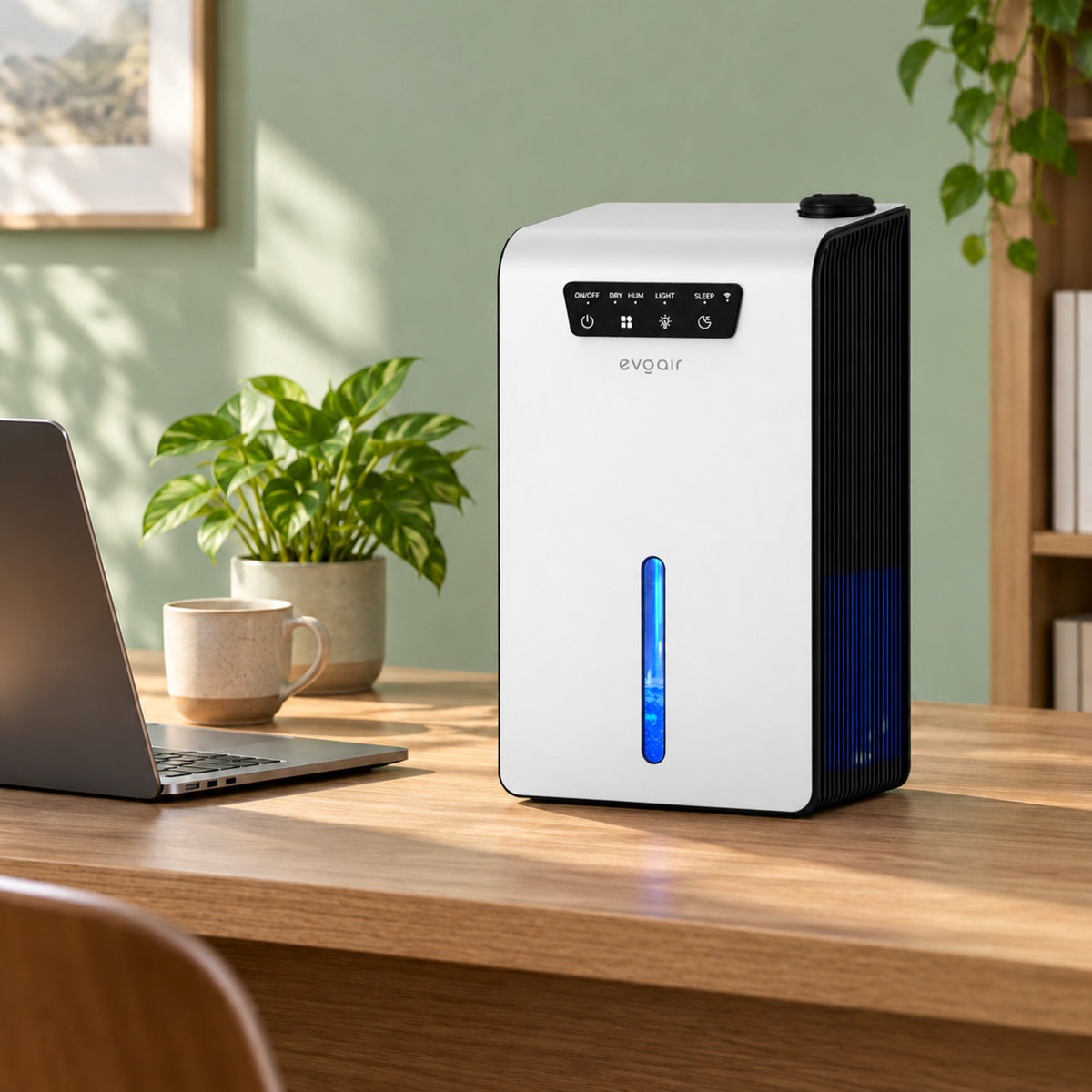 Sistem 2 in 1 Evoair, Zenith Air Smart, 1L/zi Dezumidificare, Wi-Fi, Control Aplicație, Umidificare 250ml/h, Rezervor 3.2l, Alb