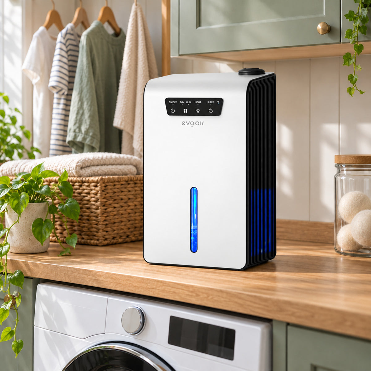 Sistem 2 in 1 Evoair, Zenith Air Smart, 1L/zi Dezumidificare, Wi-Fi, Control Aplicație, Umidificare 250ml/h, Rezervor 3.2l, Alb